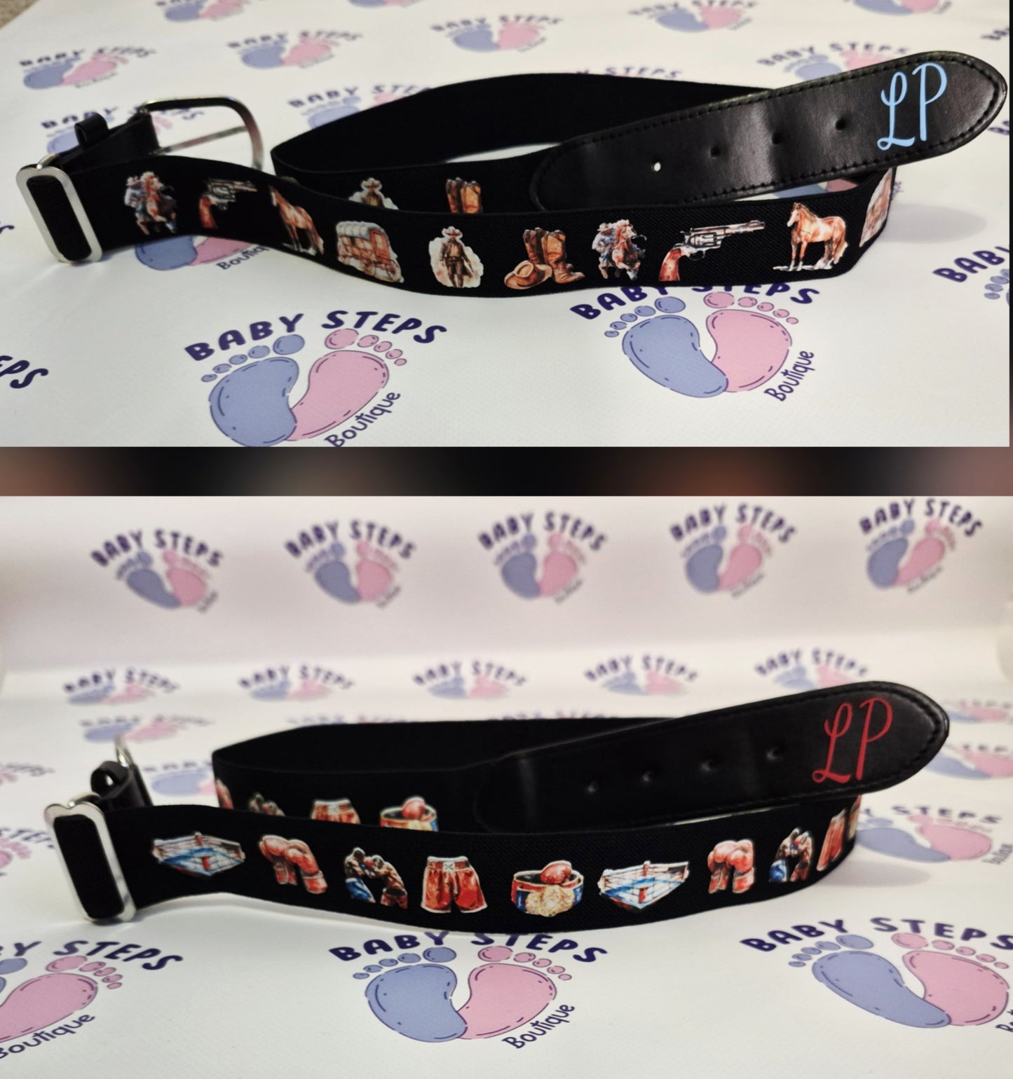 Boys western and boxing theme adjustable belts